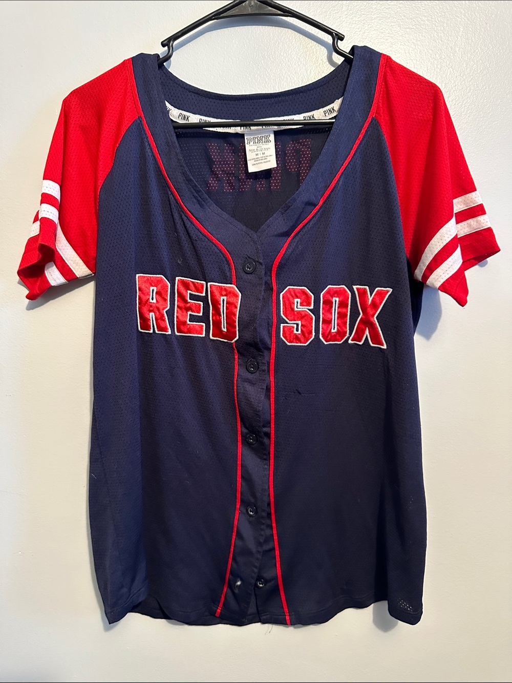 Victoria's Secret PINK Navy and Red Baseball Jersey